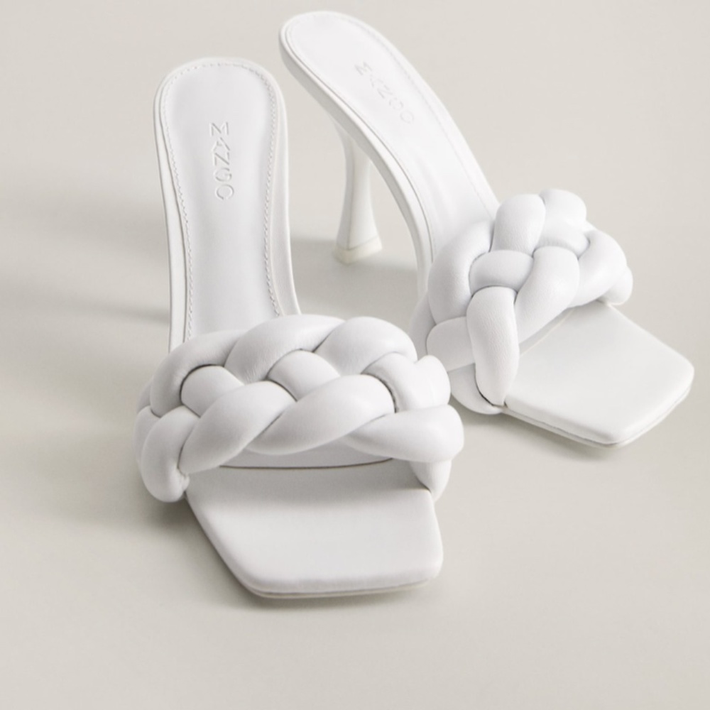 NWT Mango Leather Braided Mules